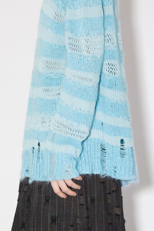 Distressed stripe jumper Sky Blue/Powder Blue Acne Studios R66LJ99 Apparel