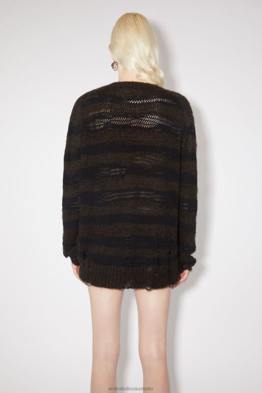 Distressed stripe jumper Warm Charcoal Grey/Black Acne Studios R66LJ100 Apparel