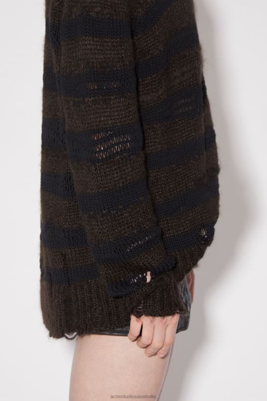 Distressed stripe jumper Warm Charcoal Grey/Black Acne Studios R66LJ100 Apparel