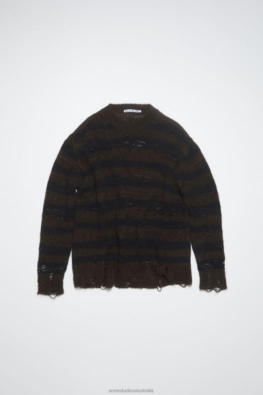 Distressed stripe jumper Warm Charcoal Grey/Black Acne Studios R66LJ100 Apparel