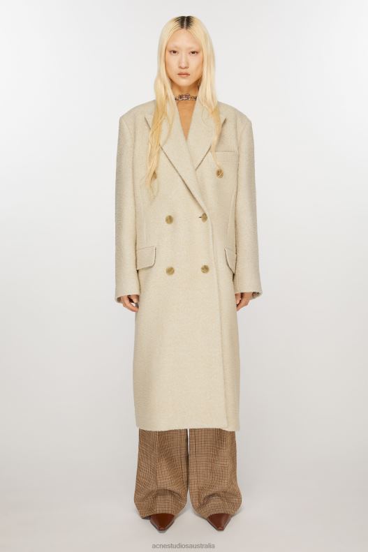 Double-breasted wool coat Warm White Acne Studios R66LJ7 Apparel