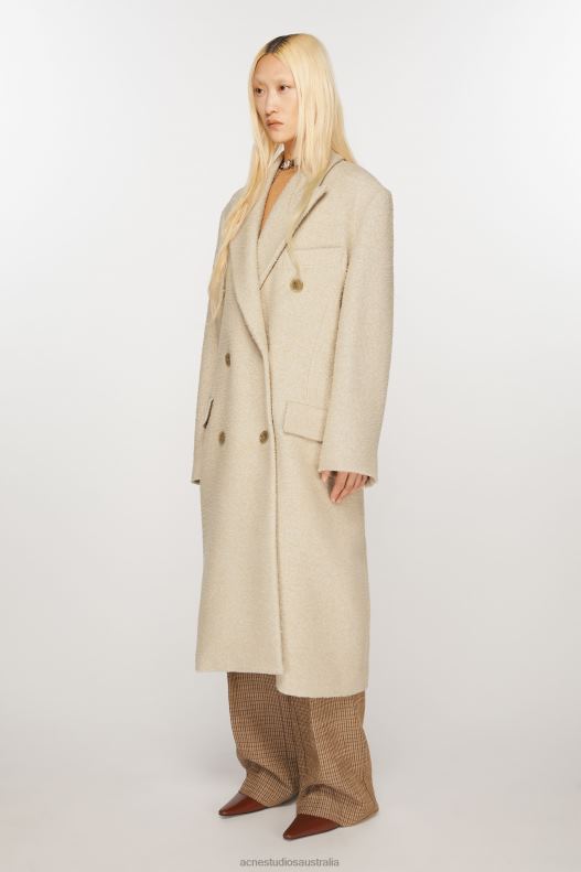 Double-breasted wool coat Warm White Acne Studios R66LJ7 Apparel