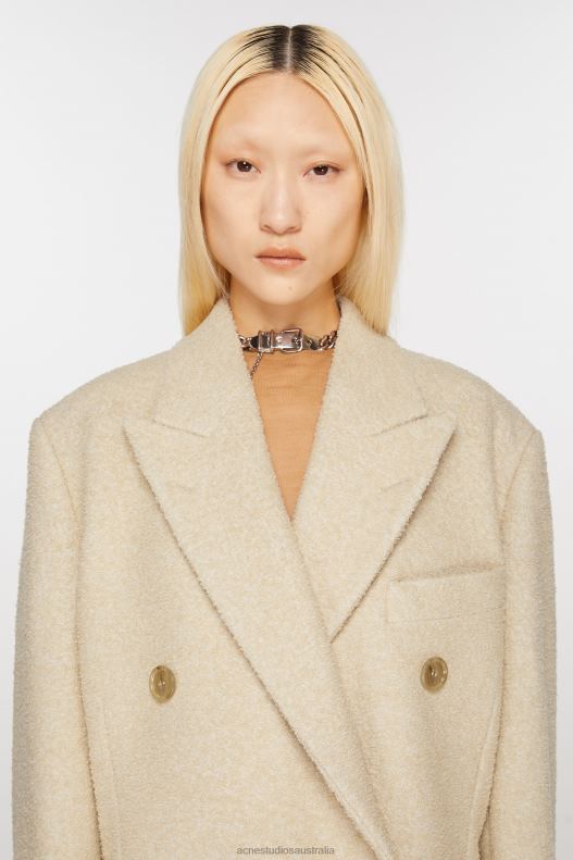 Double-breasted wool coat Warm White Acne Studios R66LJ7 Apparel