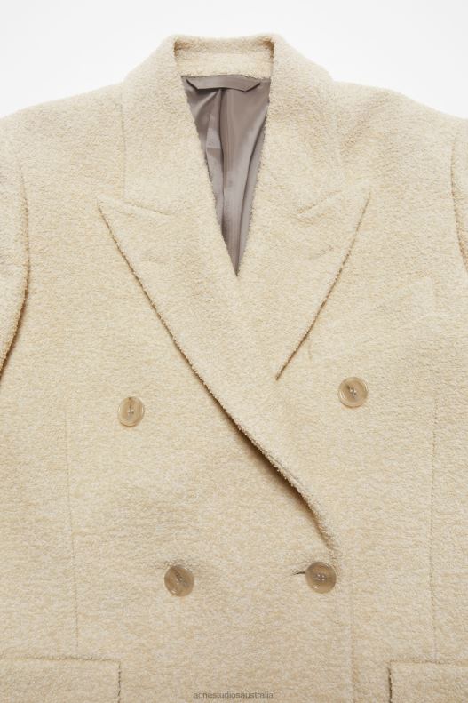 Double-breasted wool coat Warm White Acne Studios R66LJ7 Apparel