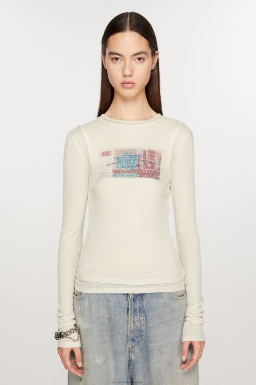 Double-layered t-shirt Ecru Melange Acne Studios R66LJ382 Apparel