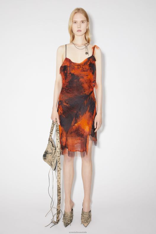 Draped strap dress Runway Show Rust Orange Acne Studios R66LJ279 Apparel