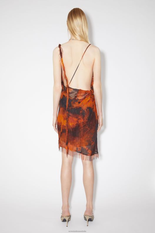 Draped strap dress Runway Show Rust Orange Acne Studios R66LJ279 Apparel