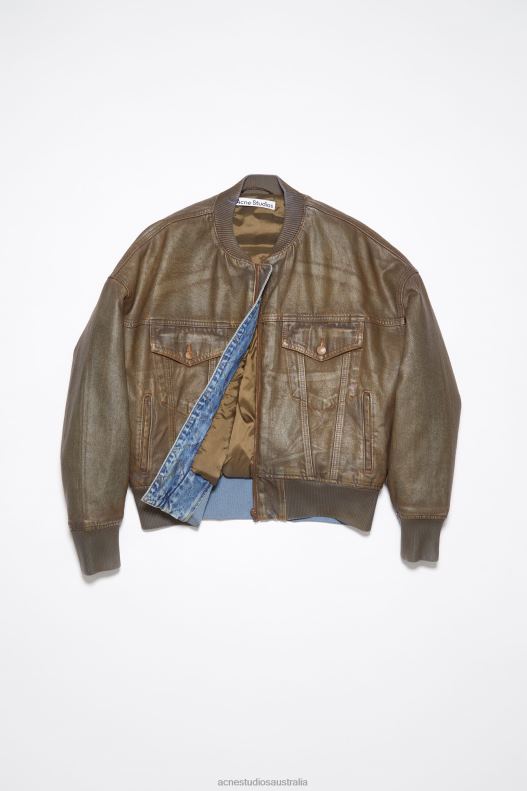 Dyed denim bomber jacket Blue/Beige Acne Studios R66LJ60 Apparel