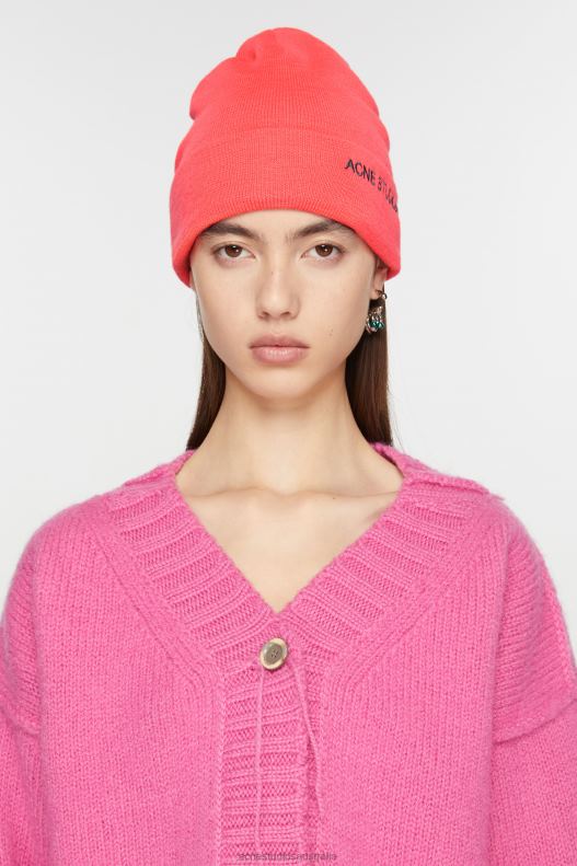 Embroidered logo beanie Fluo Pink Acne Studios R66LJ782 Accessories