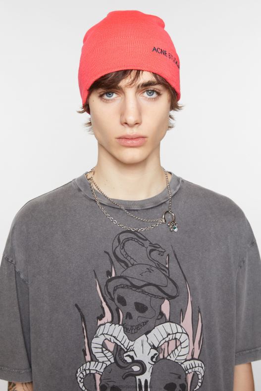 Embroidered logo beanie Fluo Pink Acne Studios R66LJ782 Accessories