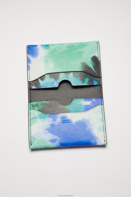 Folded card holder Blue/Green Acne Studios R66LJ536 Accessories