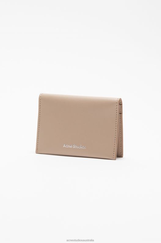 Folded leather wallet Taupe Beige Acne Studios R66LJ462 Accessories