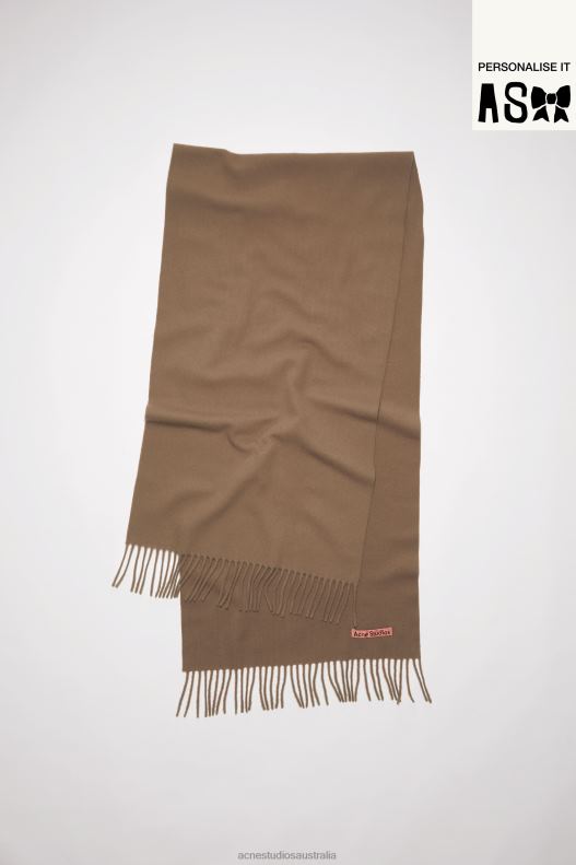 Fringe wool scarf - Narrow Caramel Brown Acne Studios R66LJ617 Accessories