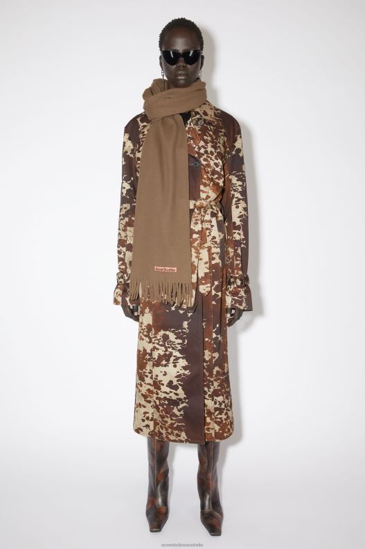 Fringe wool scarf - Narrow Caramel Brown Acne Studios R66LJ617 Accessories