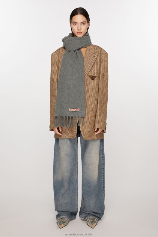 Fringe wool scarf - Narrow Grey Melange Acne Studios R66LJ610 Accessories