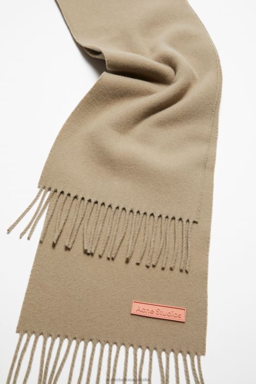 Fringe wool scarf - Narrow Khaki Green Acne Studios R66LJ601 Accessories