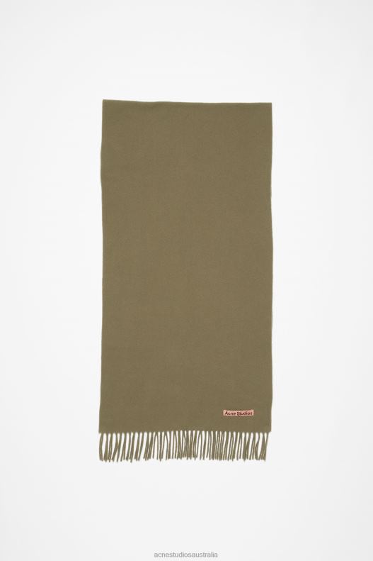 Fringe wool scarf - Narrow Khaki Green Acne Studios R66LJ605 Accessories