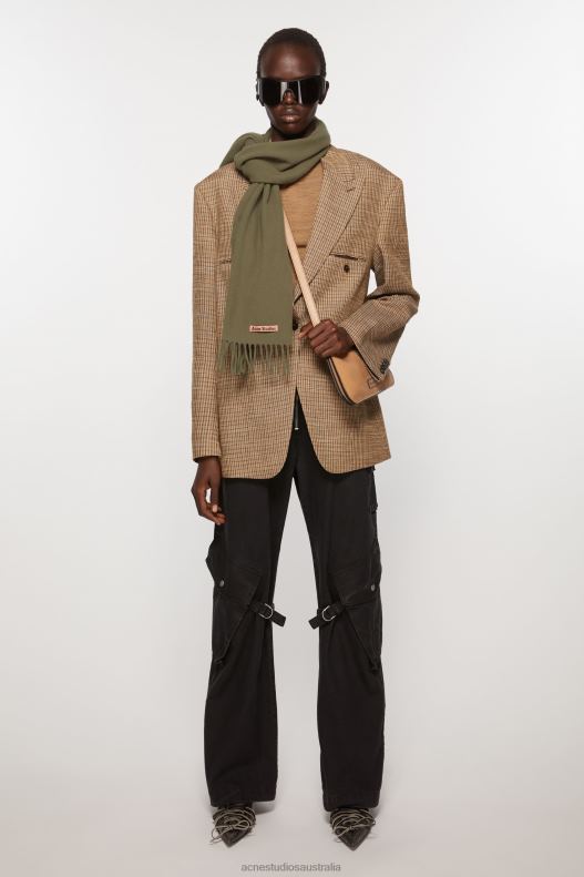 Fringe wool scarf - Narrow Khaki Green Acne Studios R66LJ605 Accessories