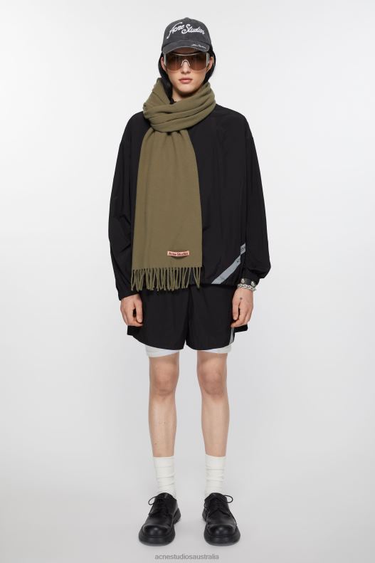 Fringe wool scarf - Narrow Khaki Green Acne Studios R66LJ605 Accessories