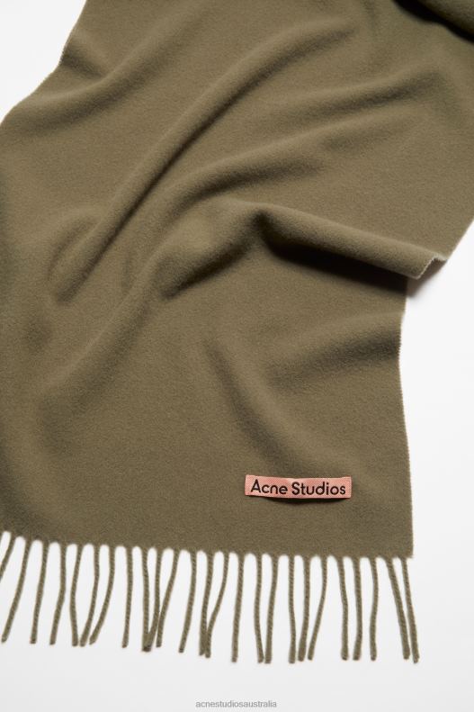 Fringe wool scarf - Narrow Khaki Green Acne Studios R66LJ605 Accessories