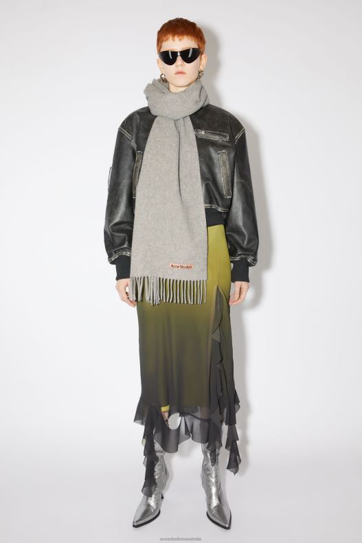 Fringe wool scarf - Narrow Light Grey Melange Acne Studios R66LJ666 Accessories