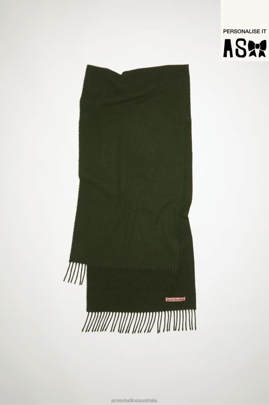 Fringe wool scarf - Narrow Wood Green Melange Acne Studios R66LJ575 Accessories