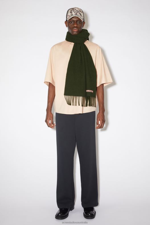 Fringe wool scarf - Narrow Wood Green Melange Acne Studios R66LJ575 Accessories