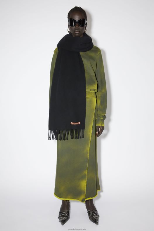 Fringe wool scarf - oversized Black Acne Studios R66LJ507 Accessories