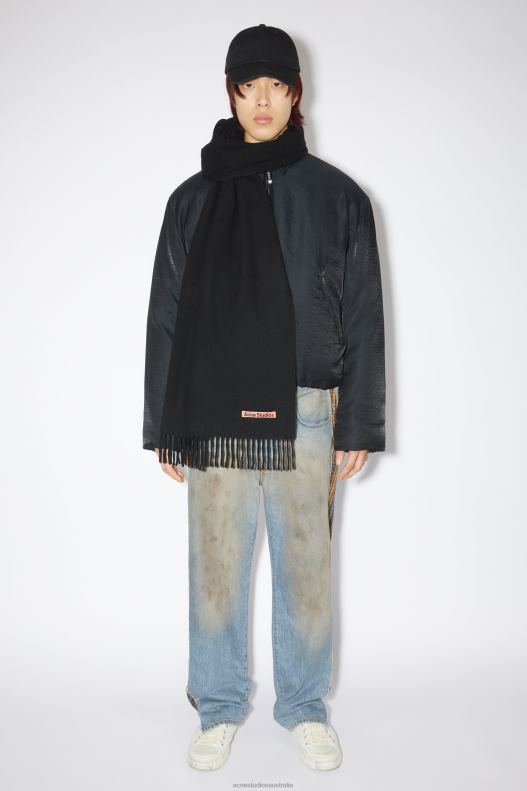 Fringe wool scarf - oversized Black Acne Studios R66LJ507 Accessories