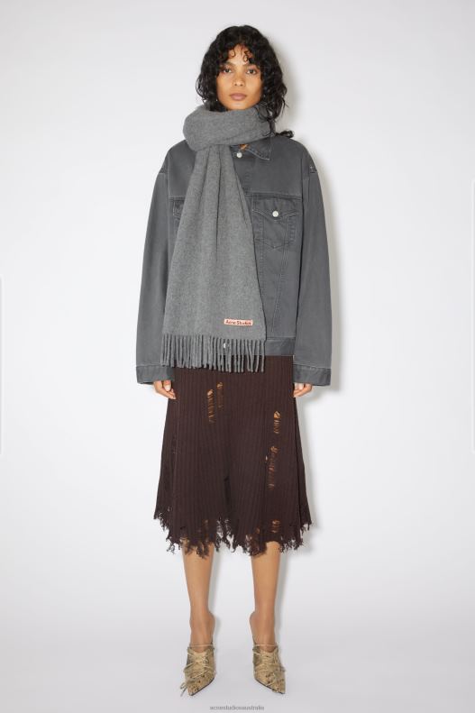 Fringe wool scarf - oversized Grey Melange Acne Studios R66LJ611 Accessories