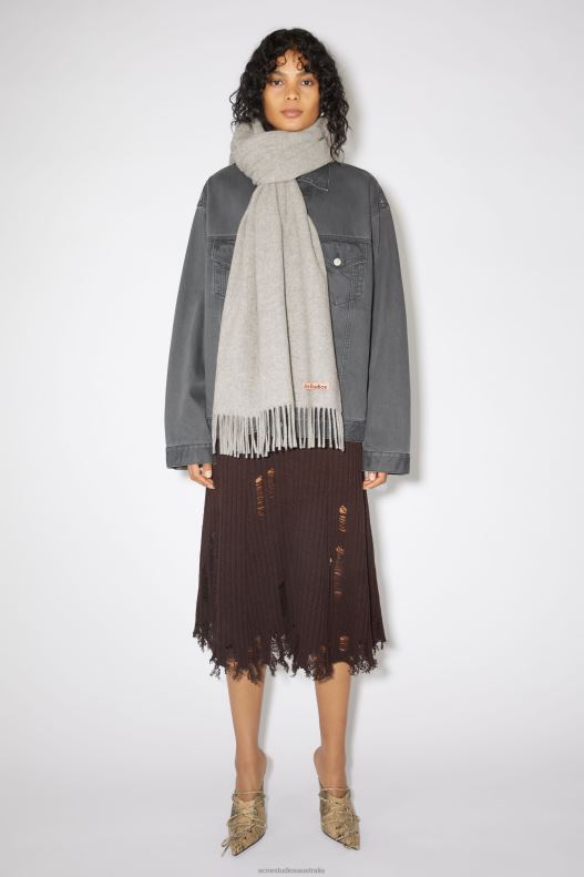 Fringe wool scarf - oversized Light Grey Melange Acne Studios R66LJ665 Accessories