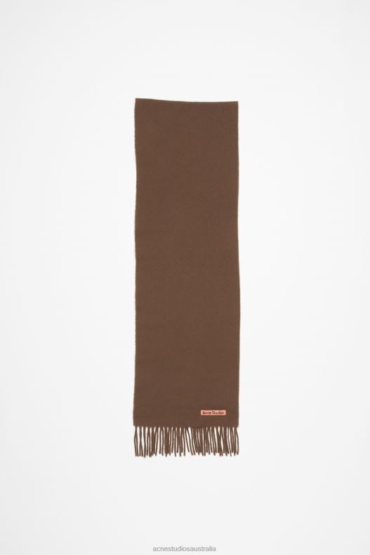 Fringe wool scarf - skinny Chocolate Brown Acne Studios R66LJ587 Accessories