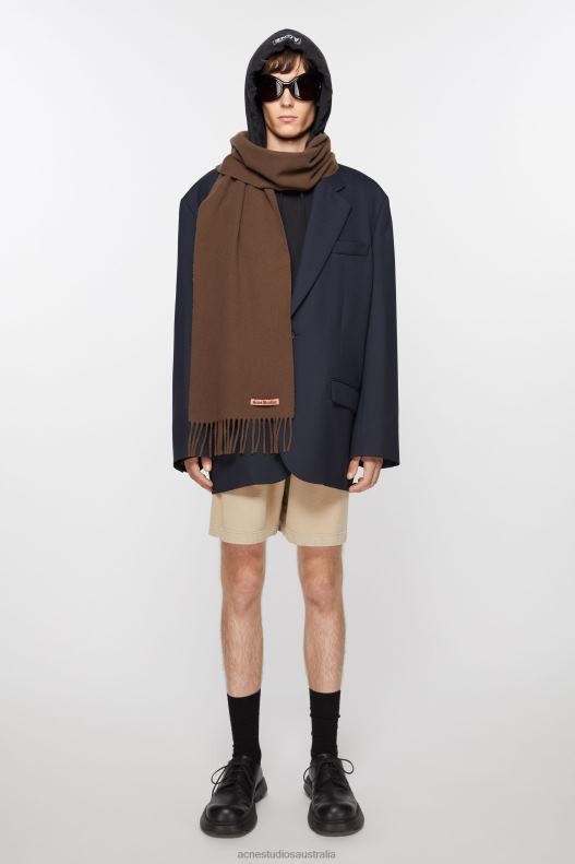 Fringe wool scarf - skinny Chocolate Brown Acne Studios R66LJ587 Accessories