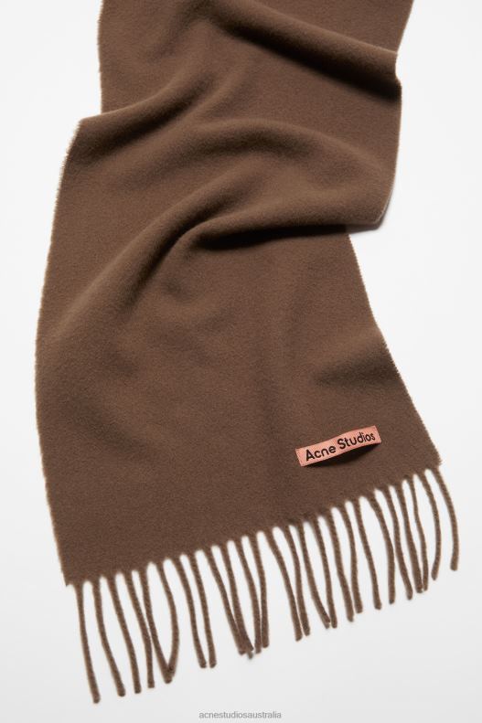 Fringe wool scarf - skinny Chocolate Brown Acne Studios R66LJ587 Accessories