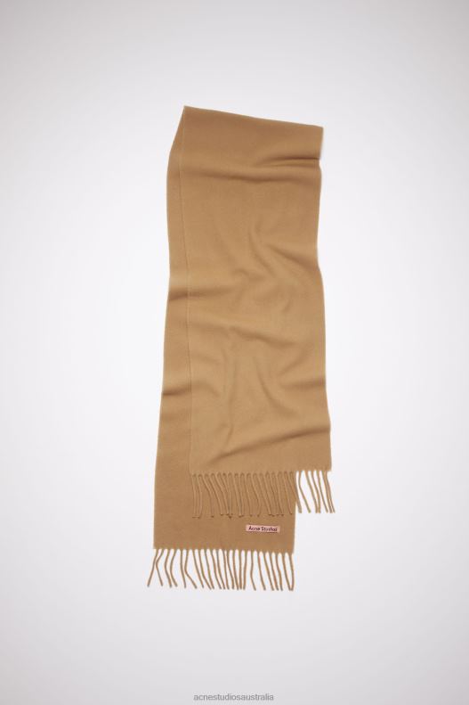 Fringe wool scarf - skinny Dark Camel Acne Studios R66LJ694 Accessories