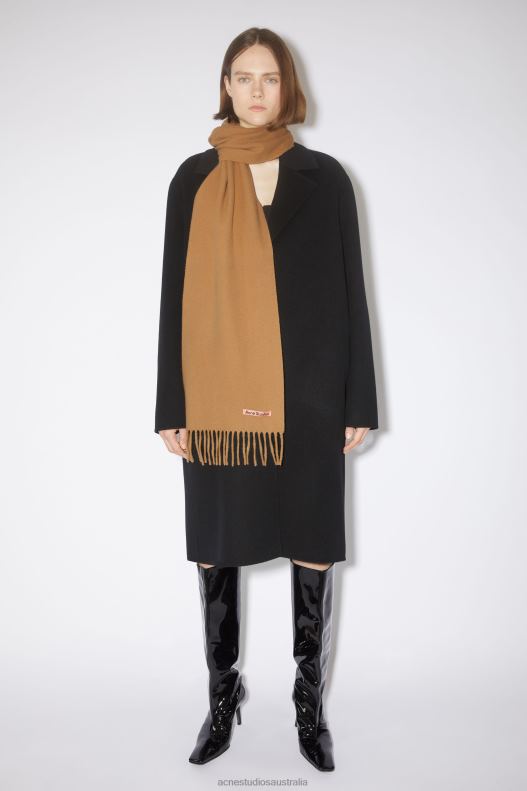 Fringe wool scarf - skinny Dark Camel Acne Studios R66LJ694 Accessories