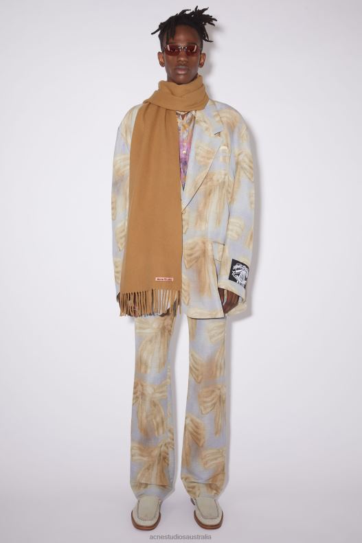 Fringe wool scarf - skinny Dark Camel Acne Studios R66LJ694 Accessories