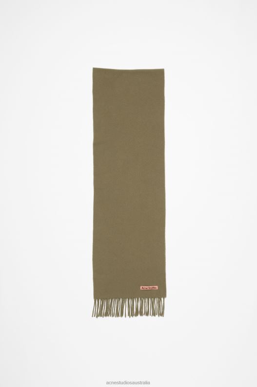 Fringe wool scarf - skinny Khaki Green Acne Studios R66LJ603 Accessories