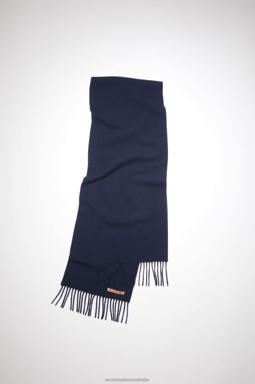 Fringe wool scarf - skinny Navy Blue Acne Studios R66LJ549 Accessories