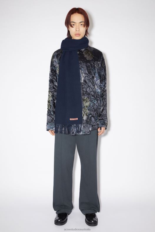 Fringe wool scarf - skinny Navy Blue Acne Studios R66LJ549 Accessories