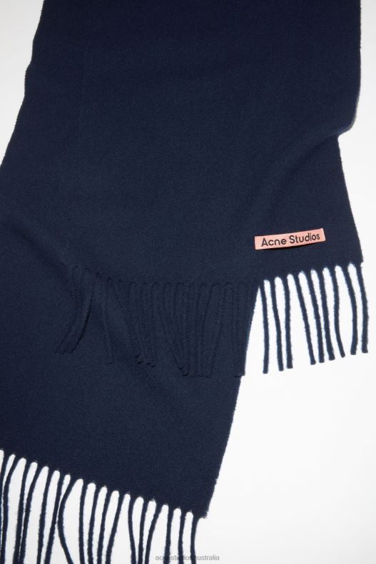 Fringe wool scarf - skinny Navy Blue Acne Studios R66LJ549 Accessories