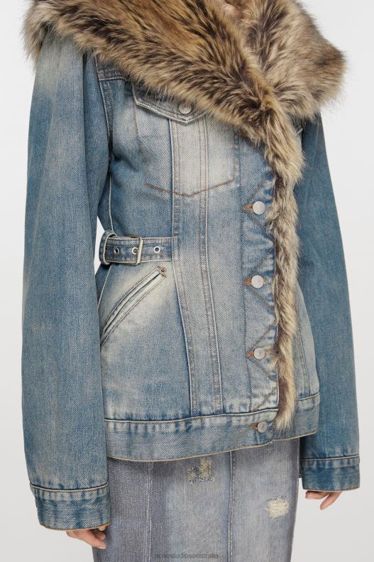 Furry trim denim jacket Mid Blue Acne Studios R66LJ11 Apparel