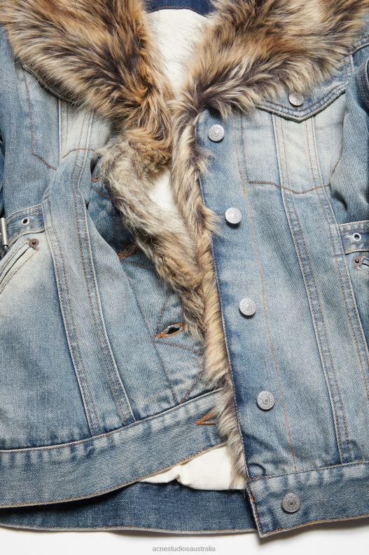 Furry trim denim jacket Mid Blue Acne Studios R66LJ11 Apparel