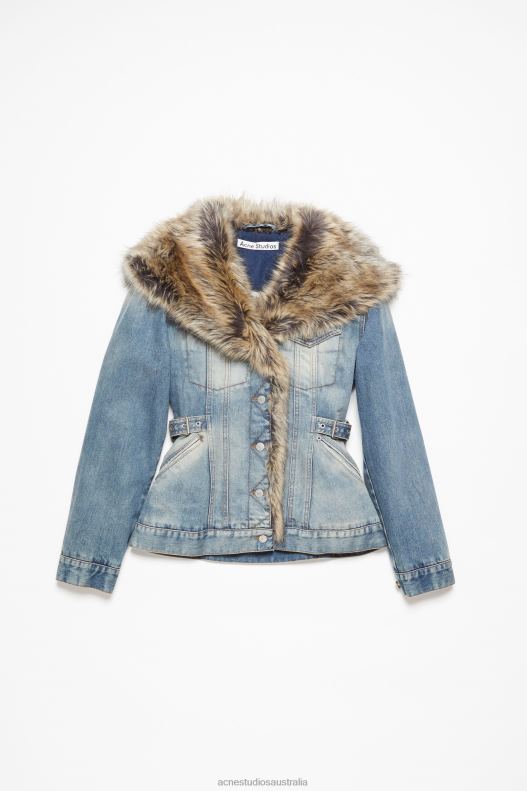 Furry trim denim jacket Mid Blue Acne Studios R66LJ11 Apparel