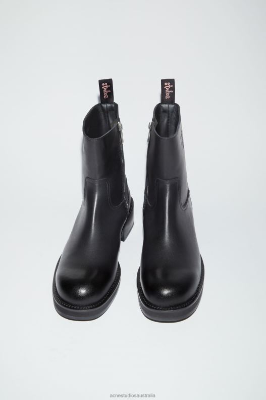 Glossed low leather boots Black Acne Studios R66LJ1217 Footwear