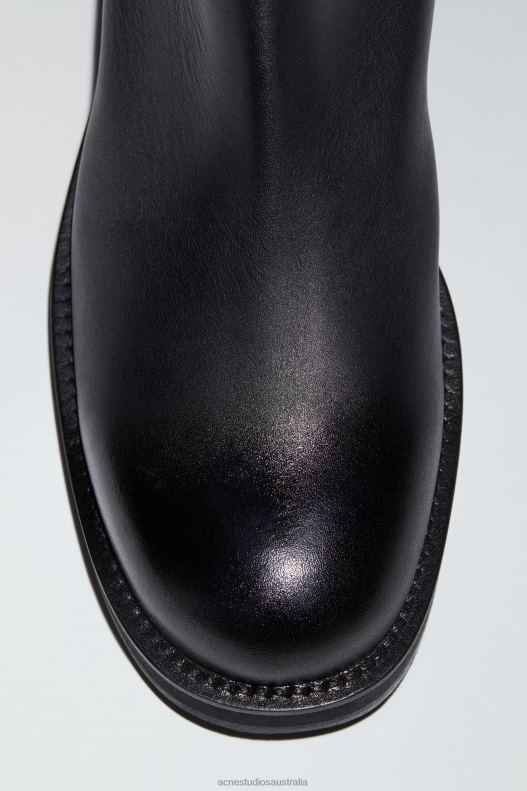 Glossed low leather boots Black Acne Studios R66LJ1217 Footwear