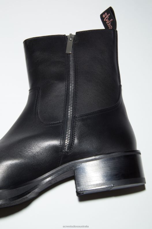 Glossed low leather boots Black Acne Studios R66LJ1217 Footwear