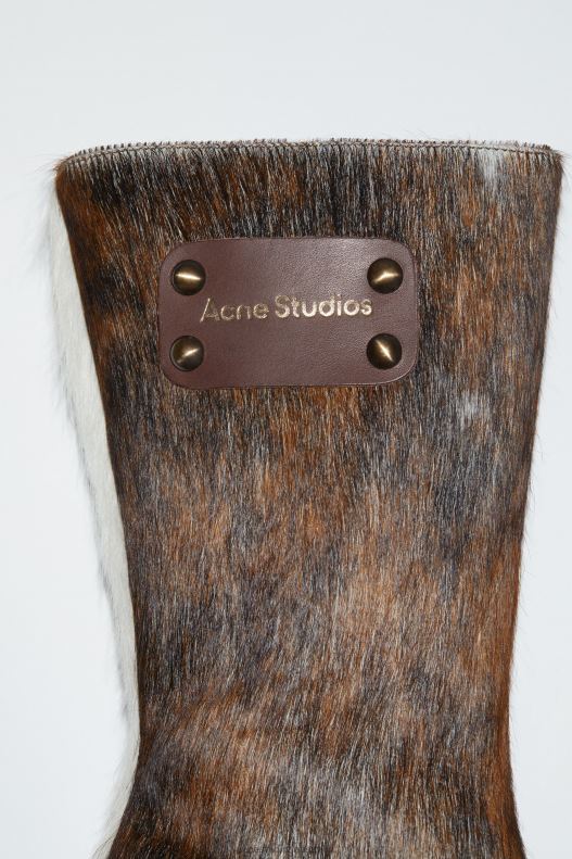 Hairy leather ankle boot Multi Brown Acne Studios R66LJ636 Footwear