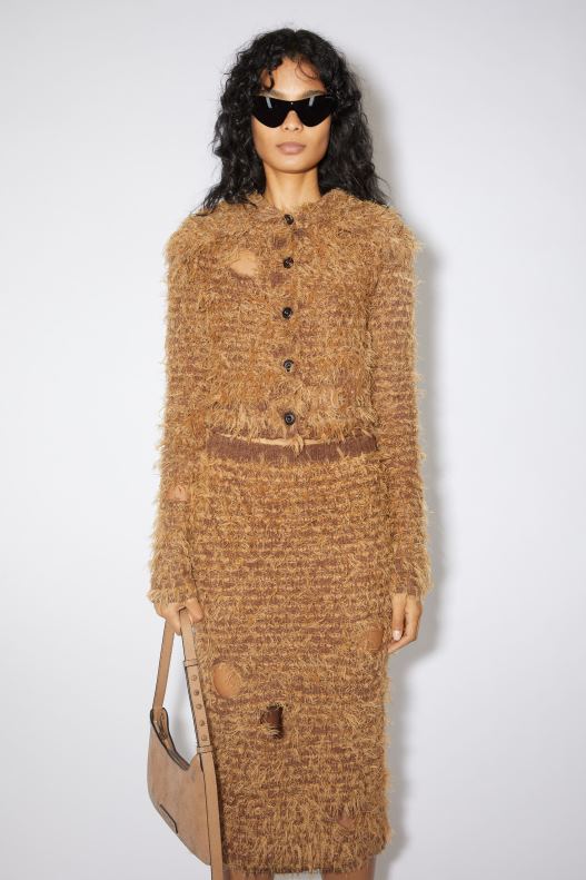 Hairy wool cardigan Runway Show Camel Brown Acne Studios R66LJ109 Apparel