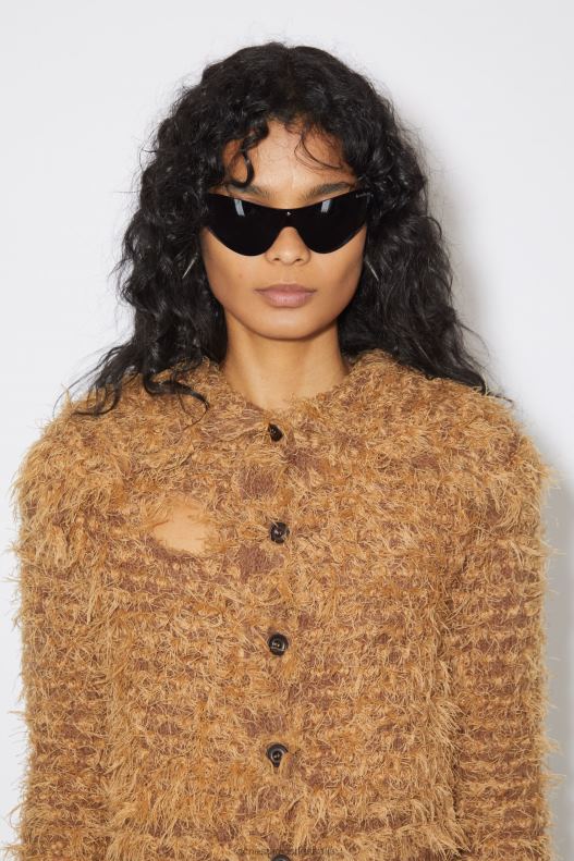 Hairy wool cardigan Runway Show Camel Brown Acne Studios R66LJ109 Apparel